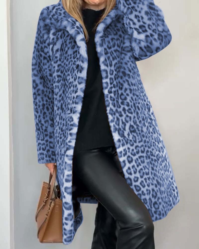 Weber™ | LEIA - Weicher langer Mantel im Leopardenmuster