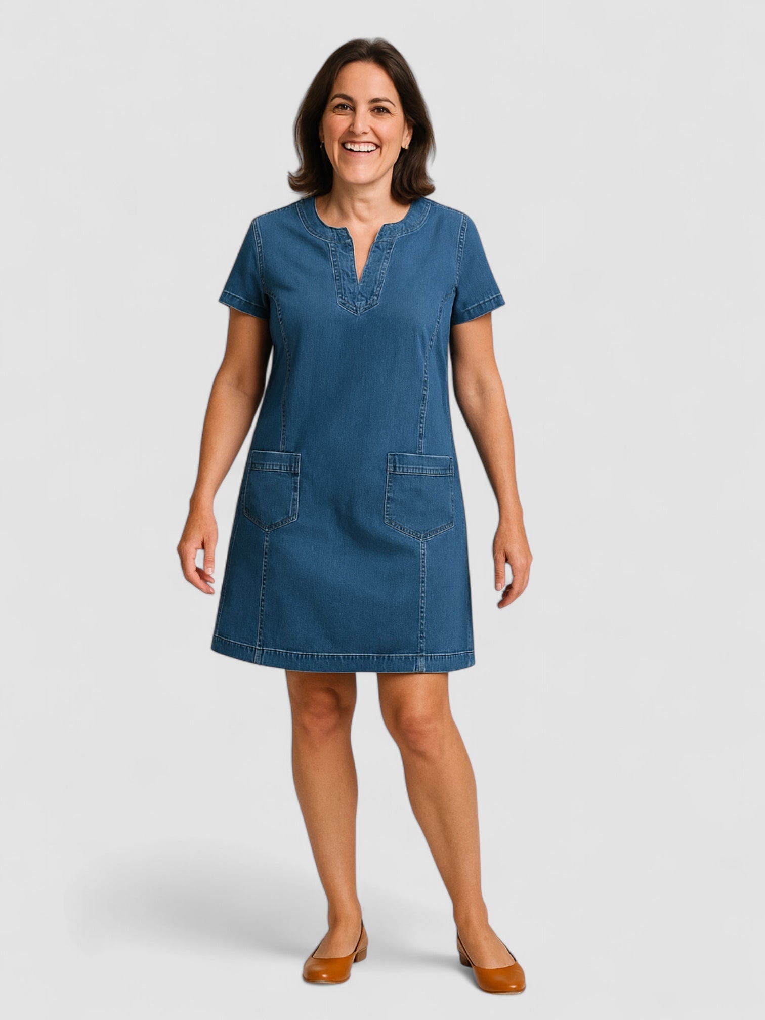 Weber™ | Weiches Denimkleid mit Vordertaschen