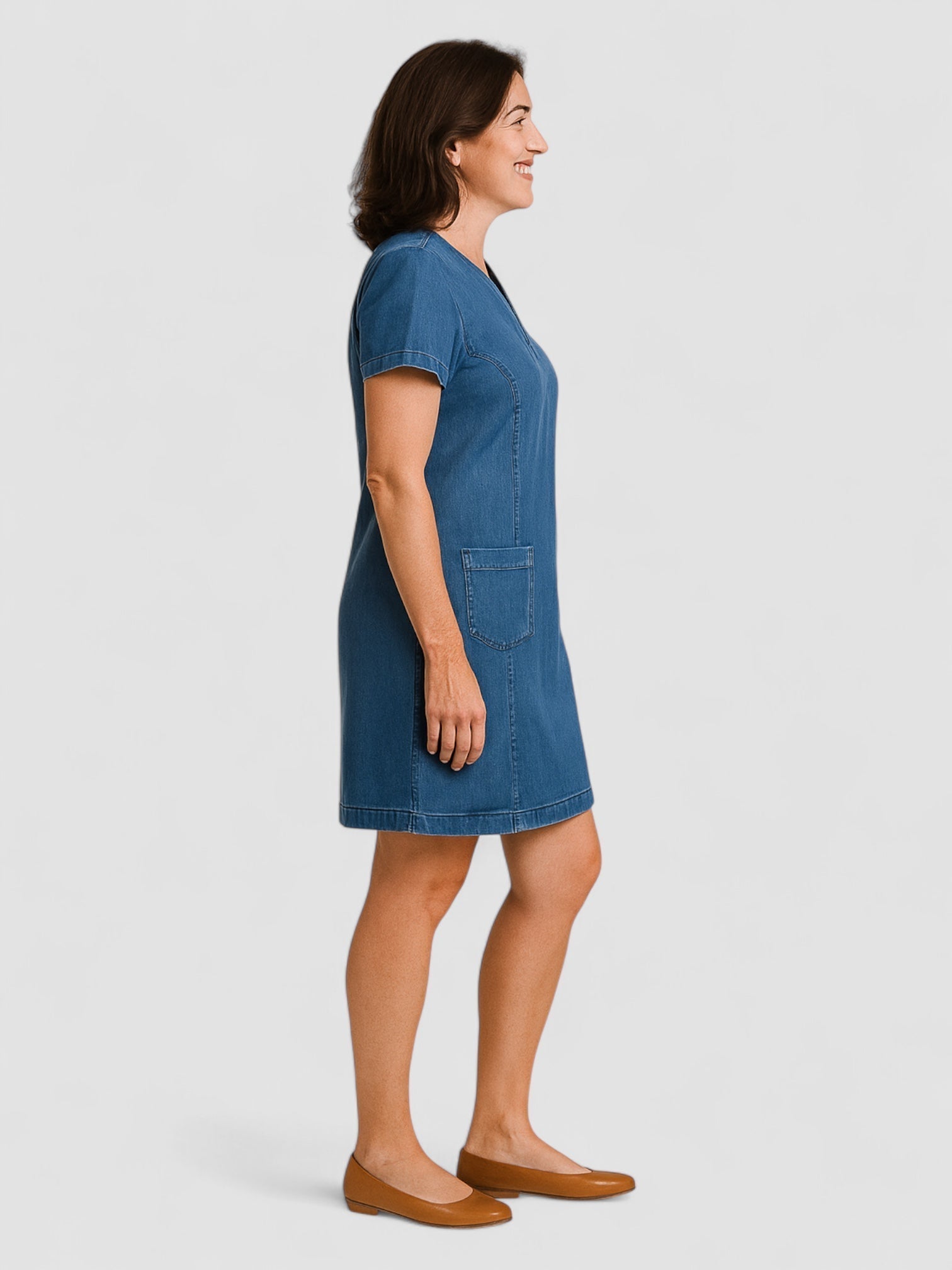Weber™ | Weiches Denimkleid mit Vordertaschen