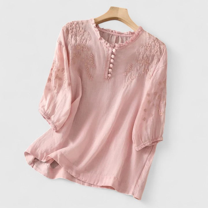 Weber™ | Sorelia – Baumwollvoile-Bluse mit bestickten Schultern