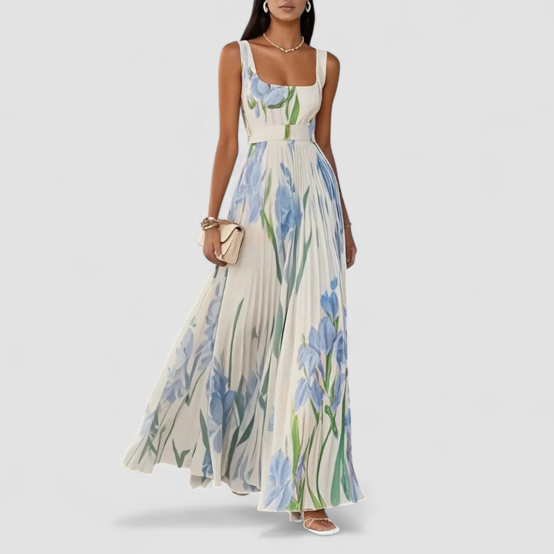 Weber™ | Elegantes langes plissiertes Blumenkleid für Damen