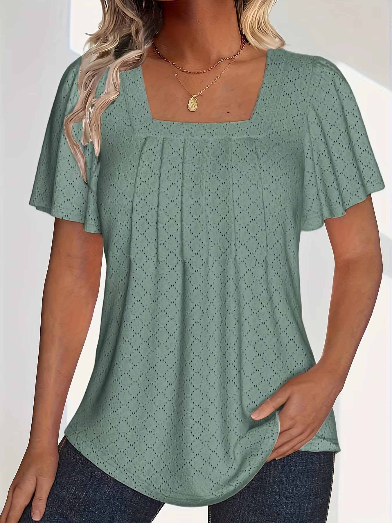 Weber™ | Mirelle – Bluse mit quadratischem Ausschnitt und Textur