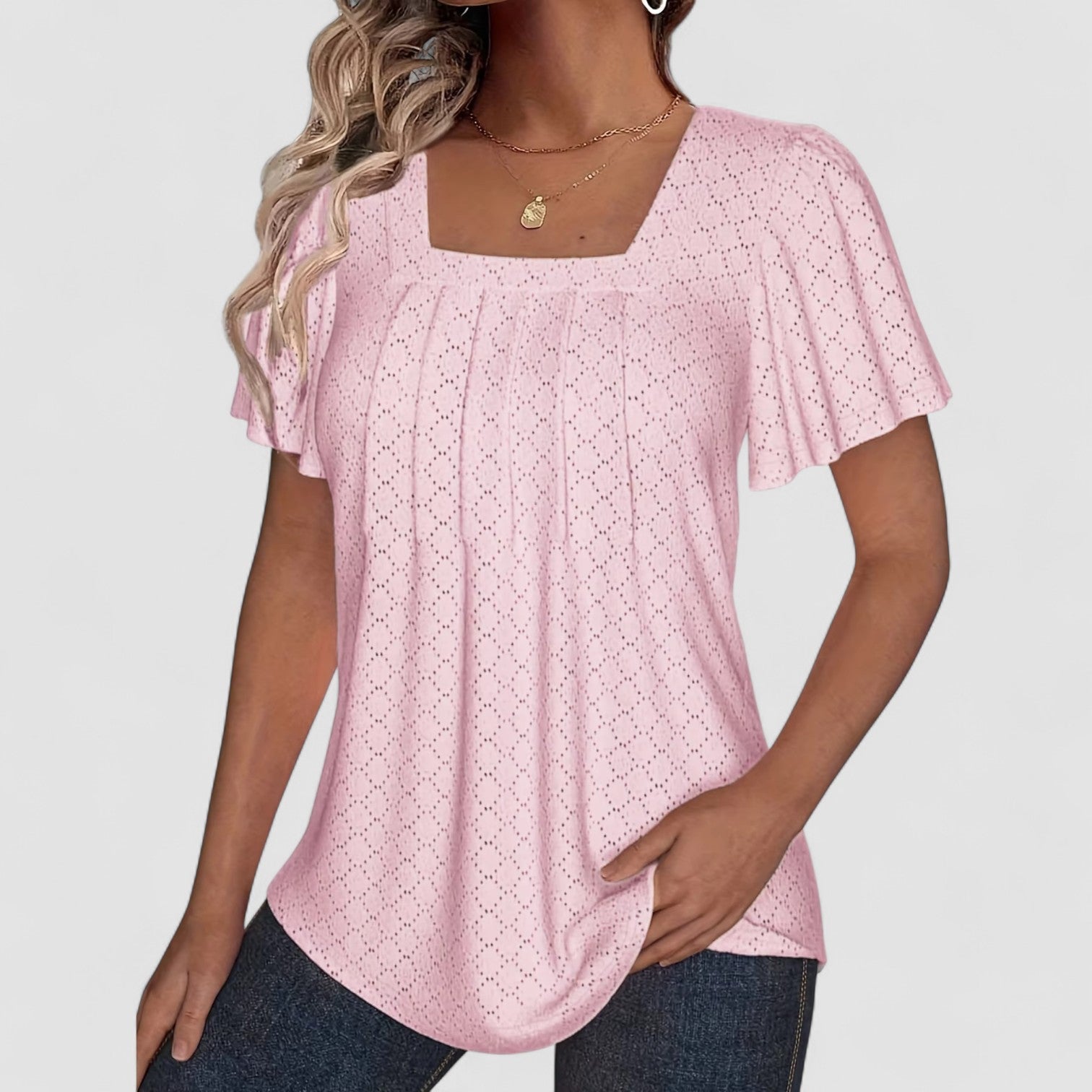 Weber™ | Mirelle – Bluse mit quadratischem Ausschnitt und Textur