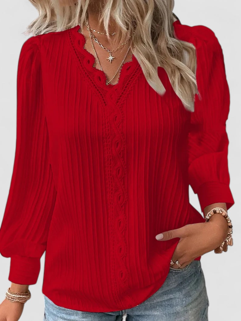 Weber™ | Selvie – Bluse mit Spitzenrand und Falten