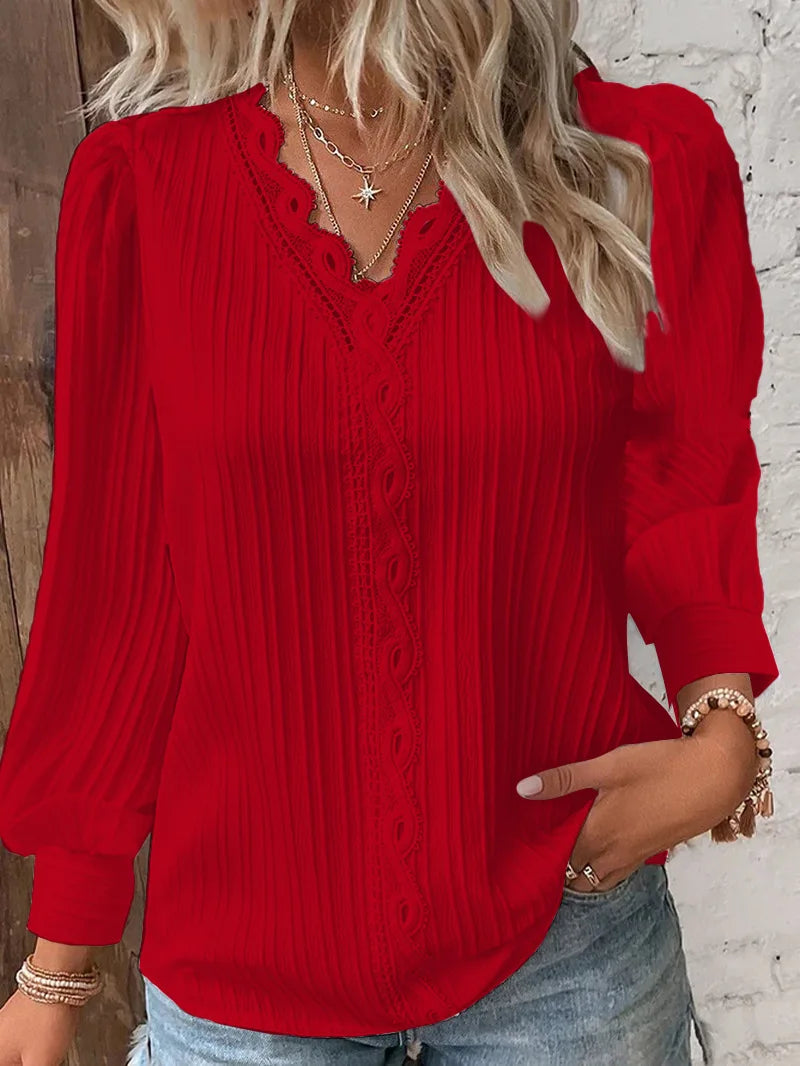 Weber™ | Selvie – Bluse mit Spitzenrand und Falten