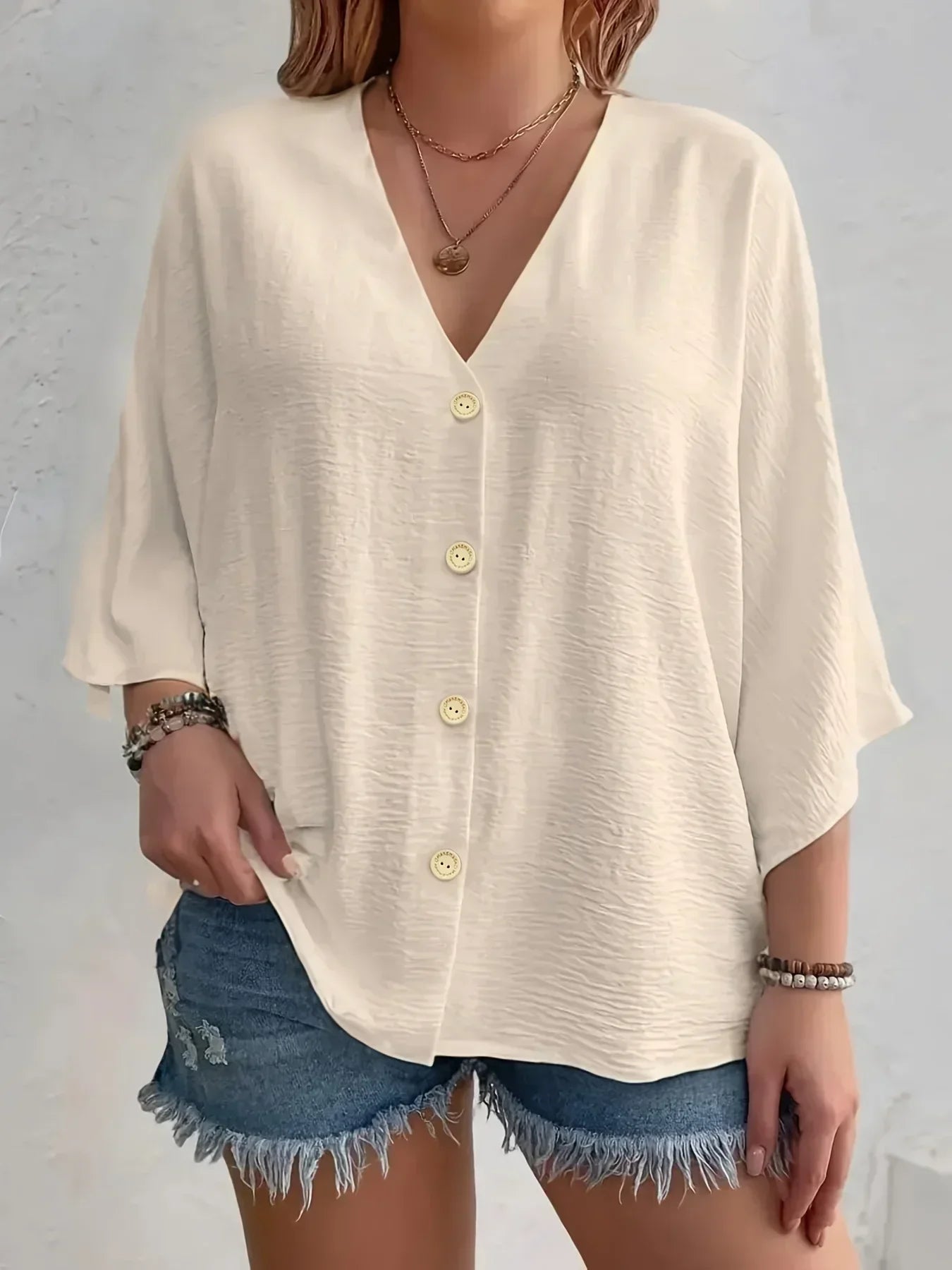 Weber™ | Signe – Bluse mit Knöpfen und ¾-Ärmeln
