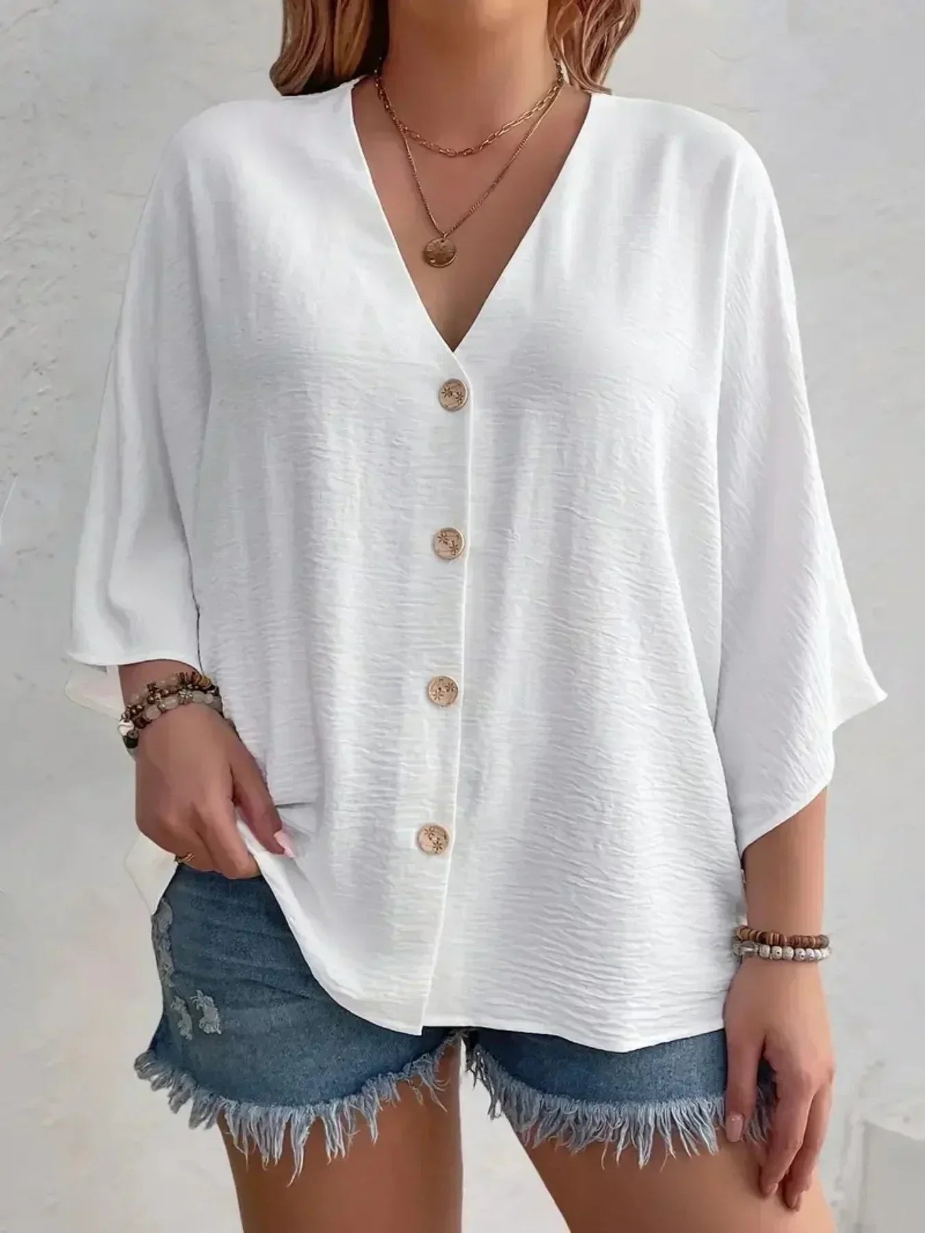 Weber™ | Signe – Bluse mit Knöpfen und ¾-Ärmeln