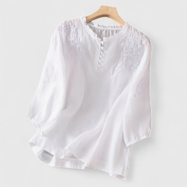 Weber™ | Sorelia – Baumwollvoile-Bluse mit bestickten Schultern