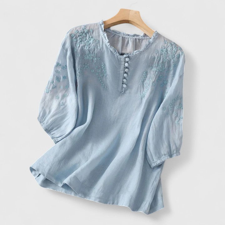 Weber™ | Sorelia – Baumwollvoile-Bluse mit bestickten Schultern