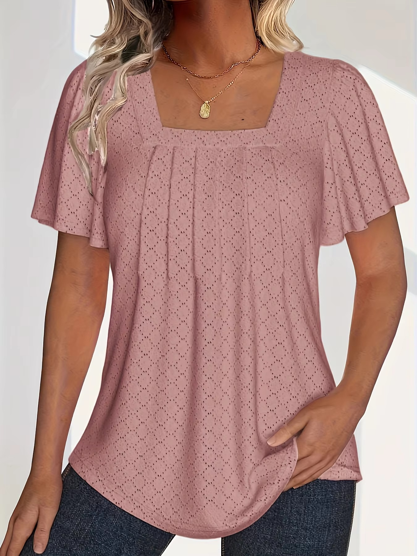 Weber™ | Mirelle – Bluse mit quadratischem Ausschnitt und Textur