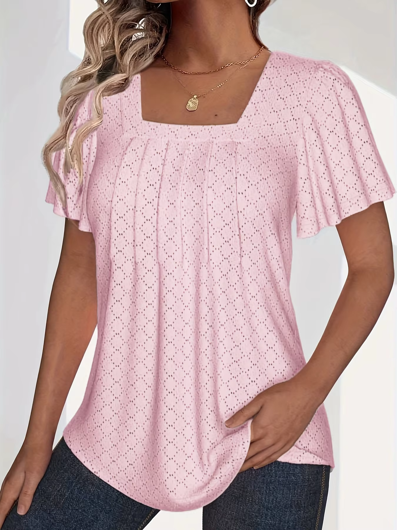 Weber™ | Mirelle – Bluse mit quadratischem Ausschnitt und Textur