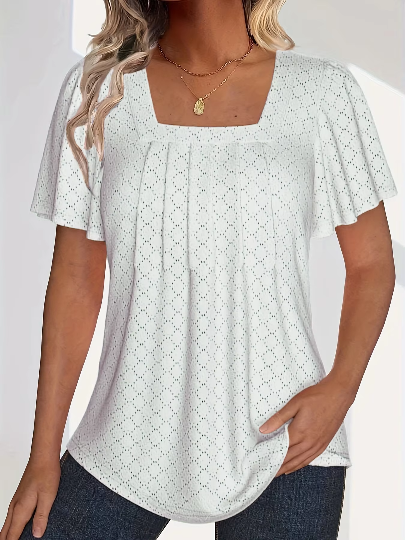 Weber™ | Mirelle – Bluse mit quadratischem Ausschnitt und Textur