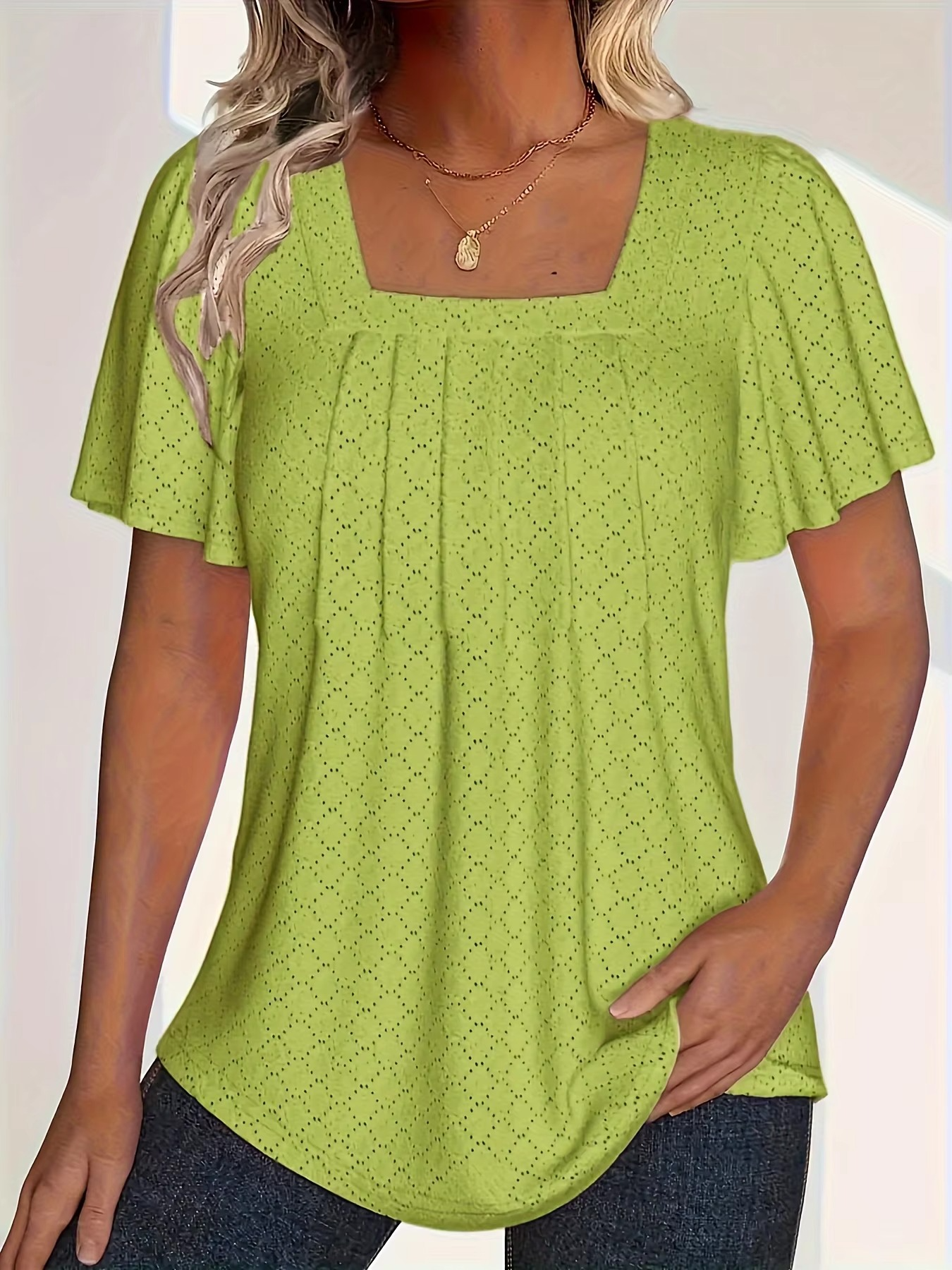 Weber™ | Mirelle – Bluse mit quadratischem Ausschnitt und Textur
