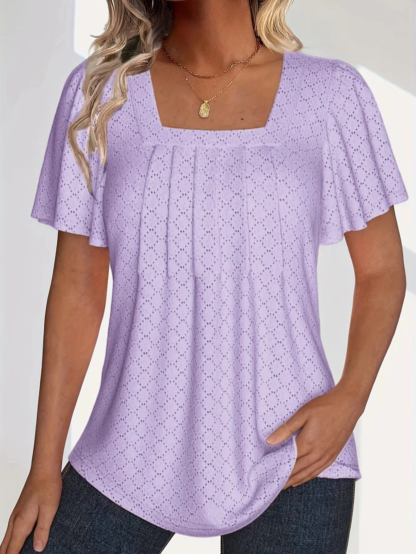 Weber™ | Mirelle – Bluse mit quadratischem Ausschnitt und Textur