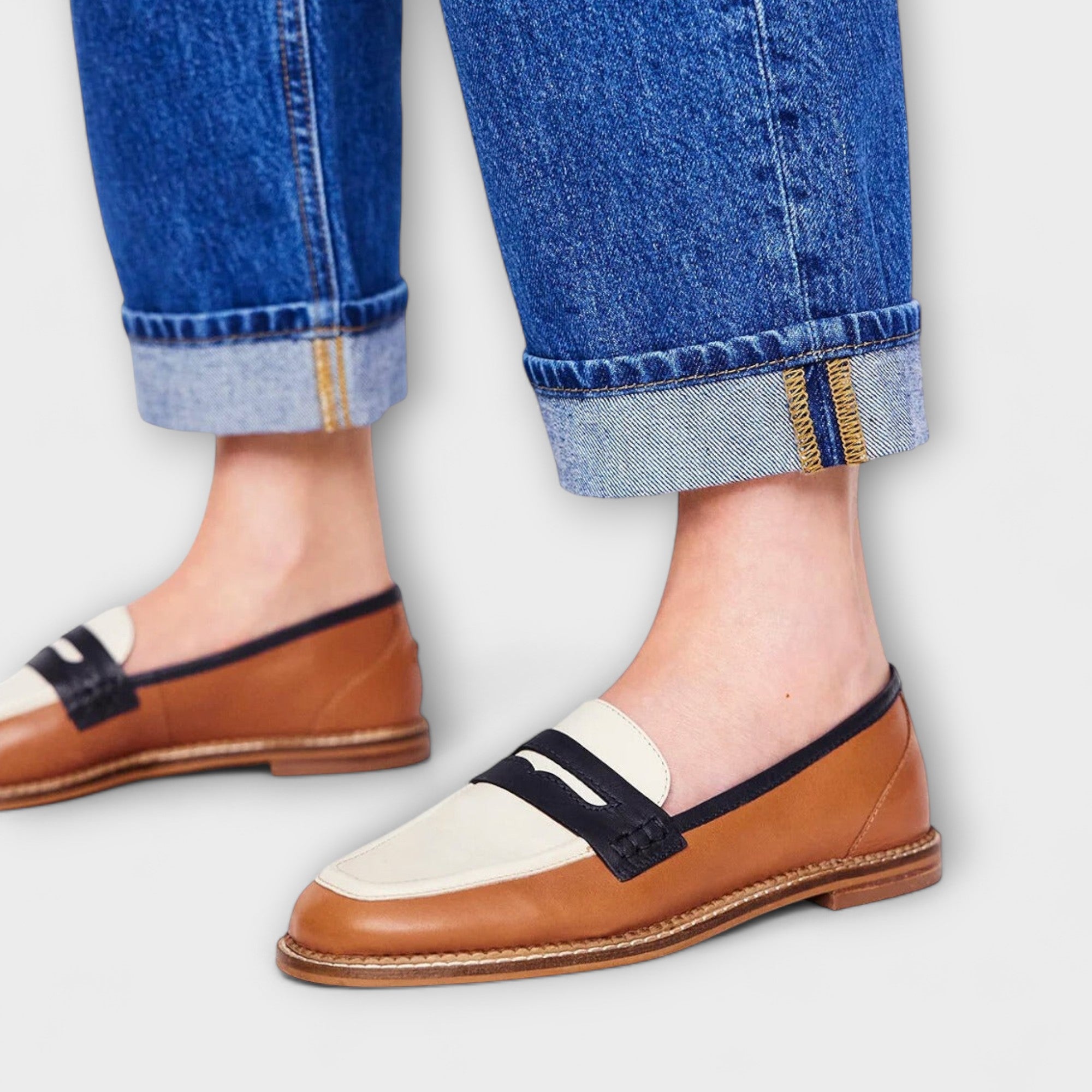 Weber™ | Oceane – Brauner Loafer mit runder Spitze und Farbblockdesign
