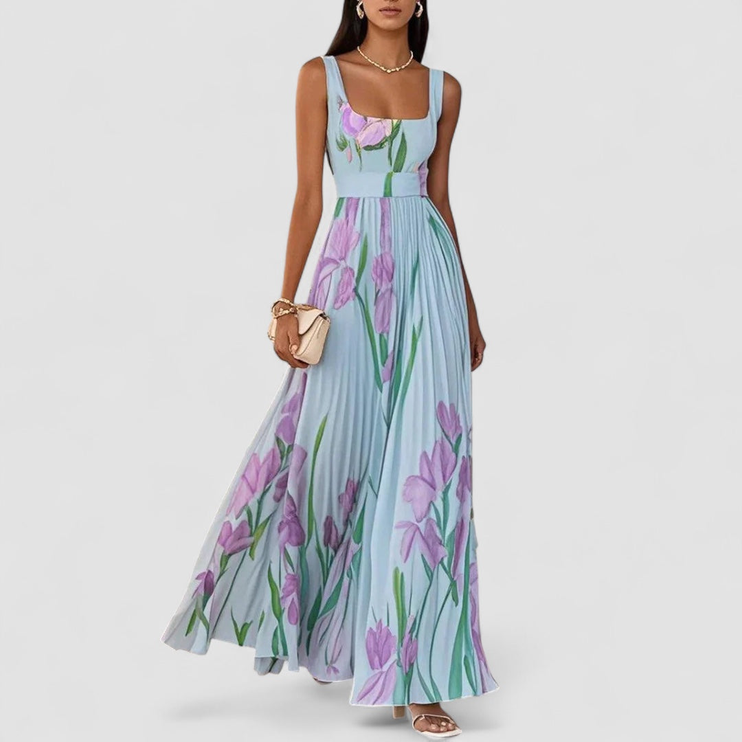 Weber™ | Elegantes langes plissiertes Blumenkleid für Damen