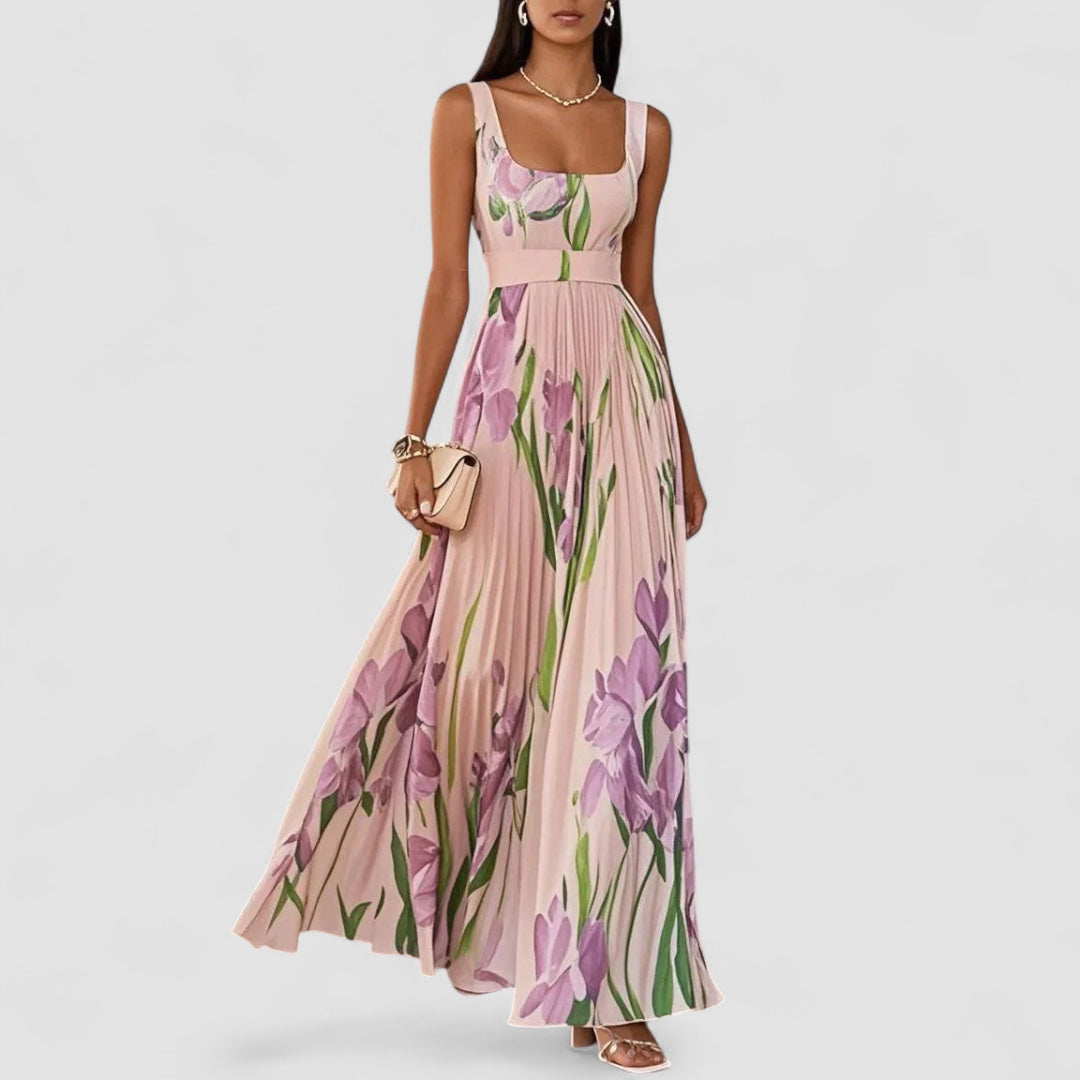 Weber™ | Elegantes langes plissiertes Blumenkleid für Damen