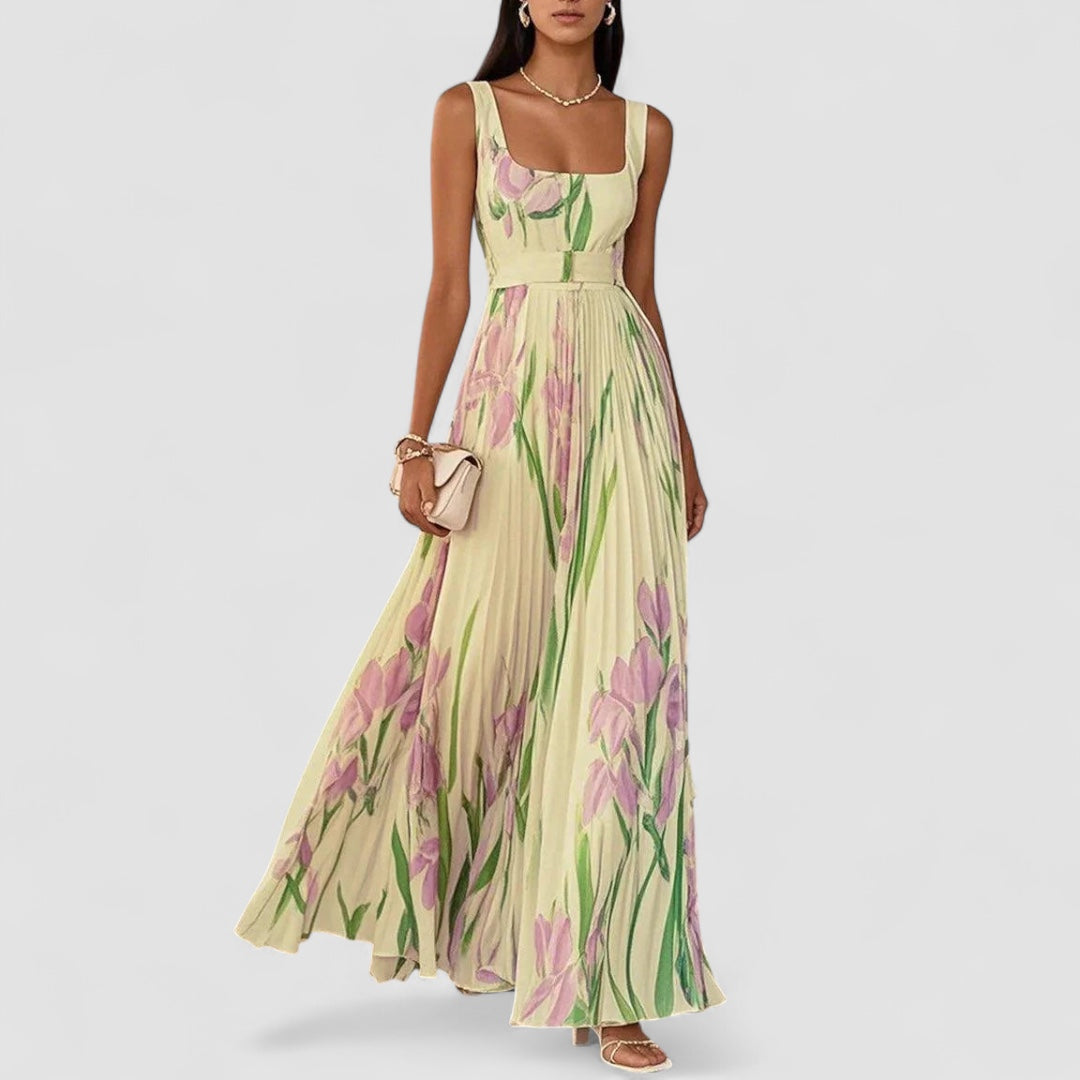 Weber™ | Elegantes langes plissiertes Blumenkleid für Damen