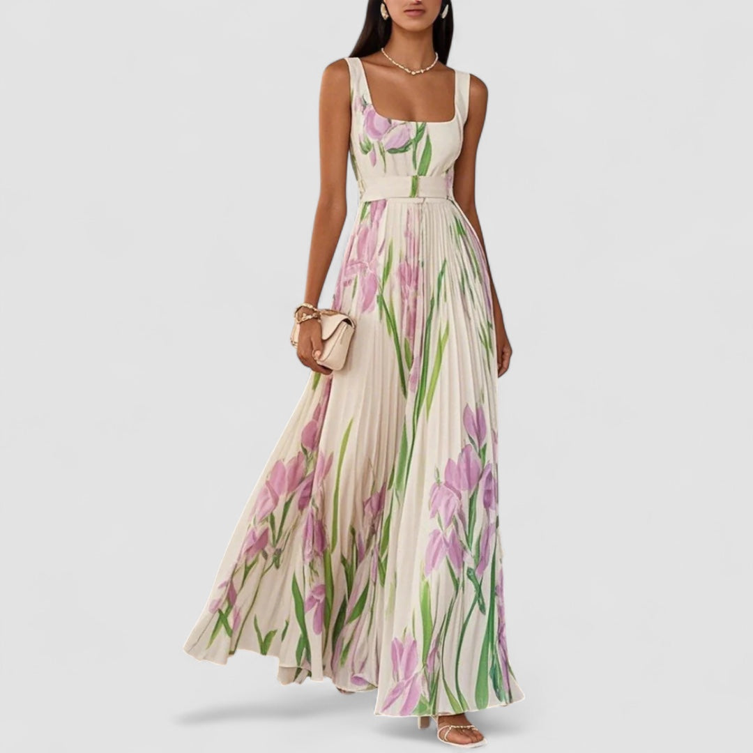 Weber™ | Elegantes langes plissiertes Blumenkleid für Damen